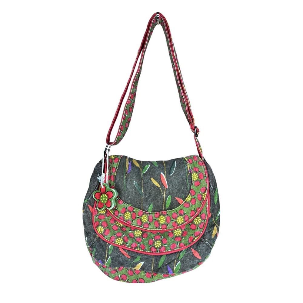 Heidi Dobro Floral Canvas‎ Crossbody Shoulder Bag Boho Hippie Y2K
